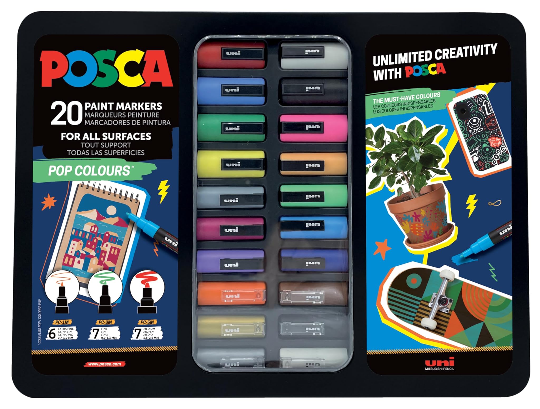Uni-ball POSCA Marker Set 20 Pennarelli Acrilici Pop Colours