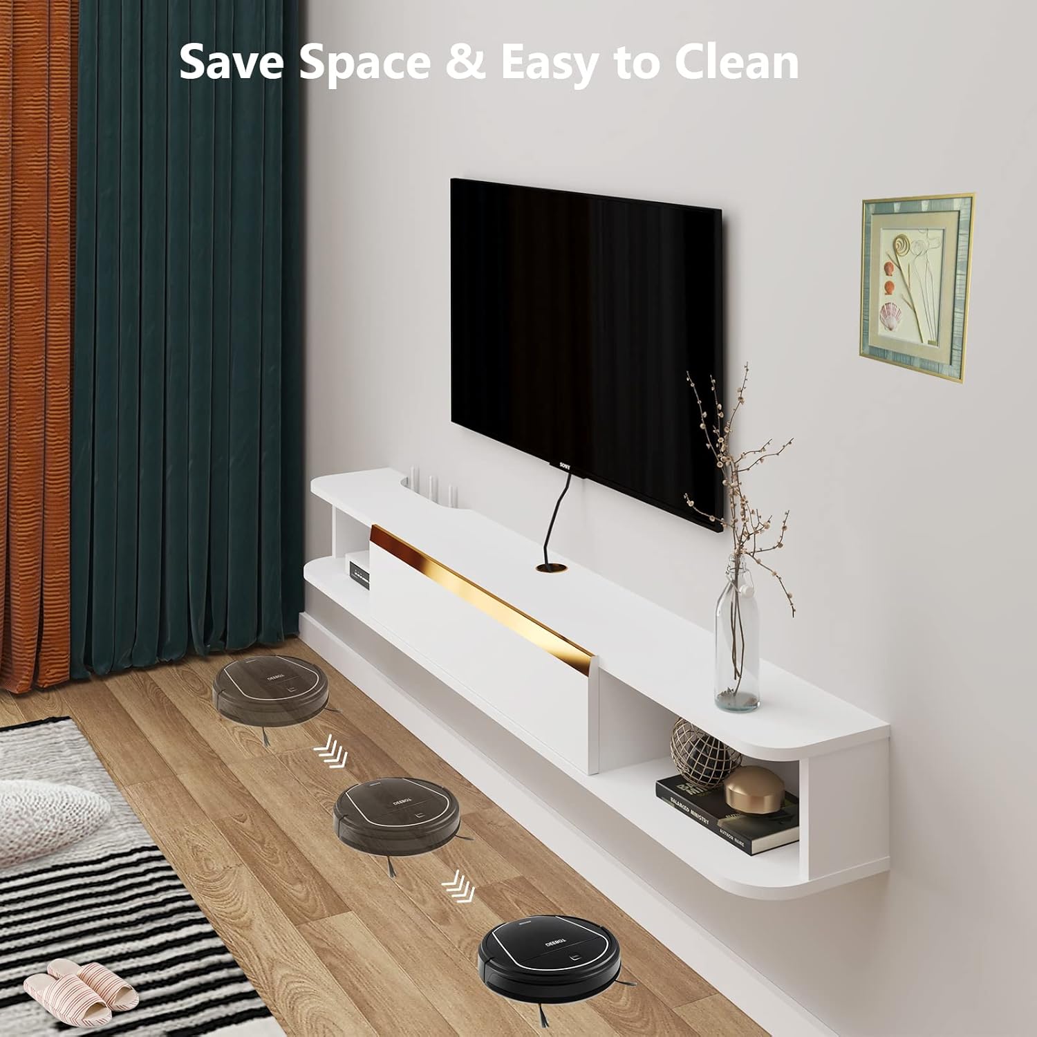 Mobile TV Sospeso 120cm, Bianco - immagine 5