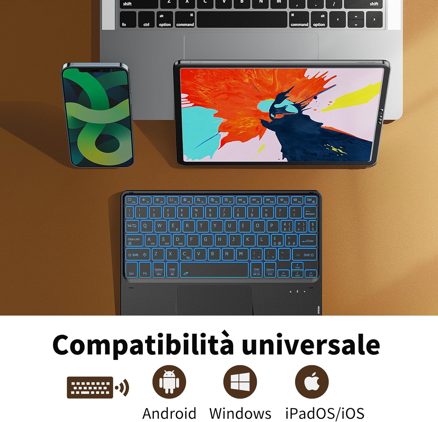 Cacoe Tastiera Bluetooth Wireless Ultra Sottile, Nera - immagine 2