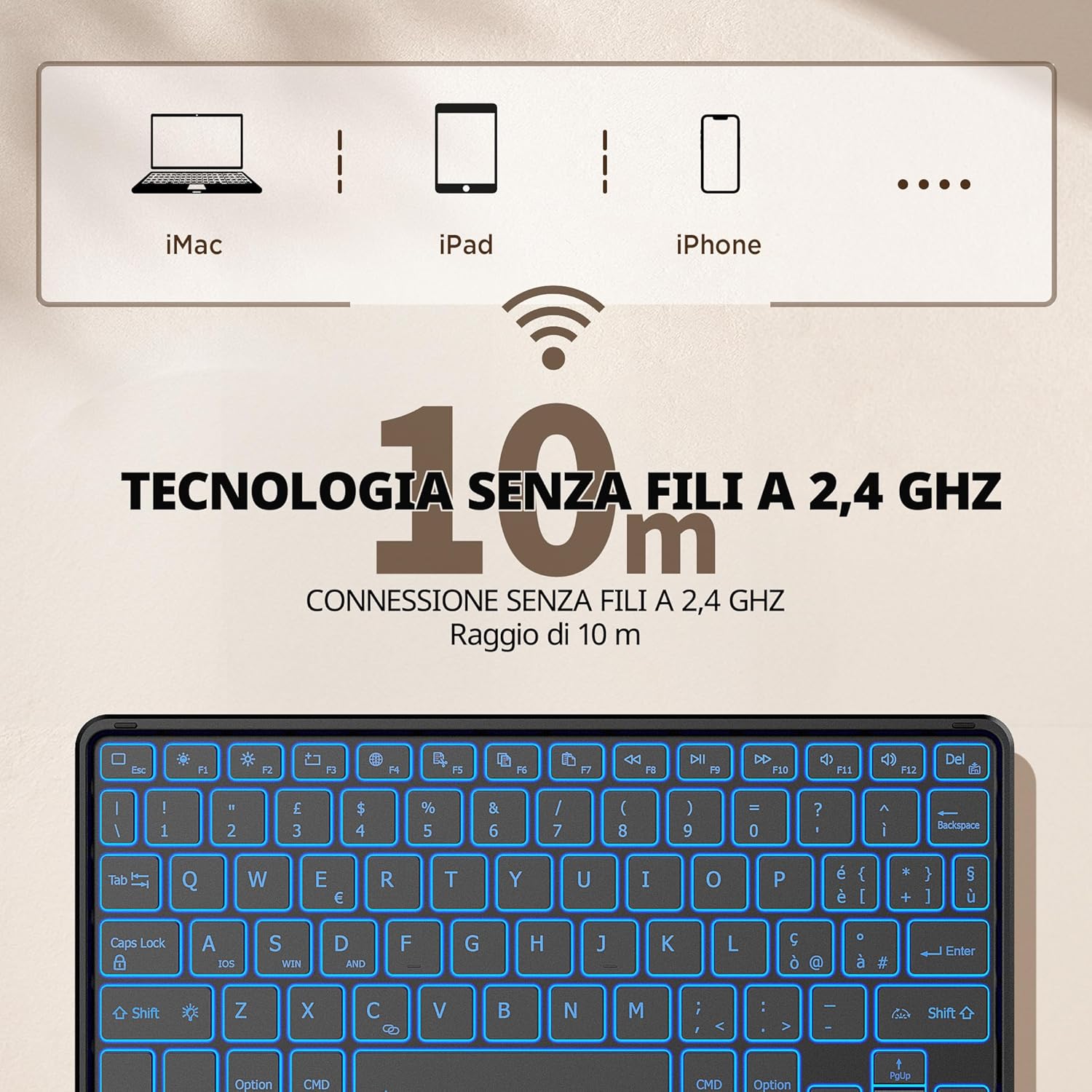 Cacoe Tastiera Bluetooth Wireless Ultra Sottile, Nera - immagine 4