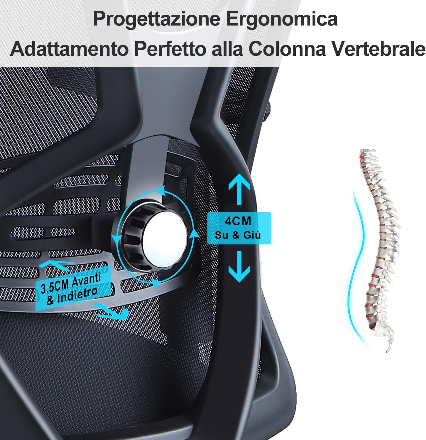 Ticova Sedia Ufficio Ergonomica con Schienale Alto - immagine 5