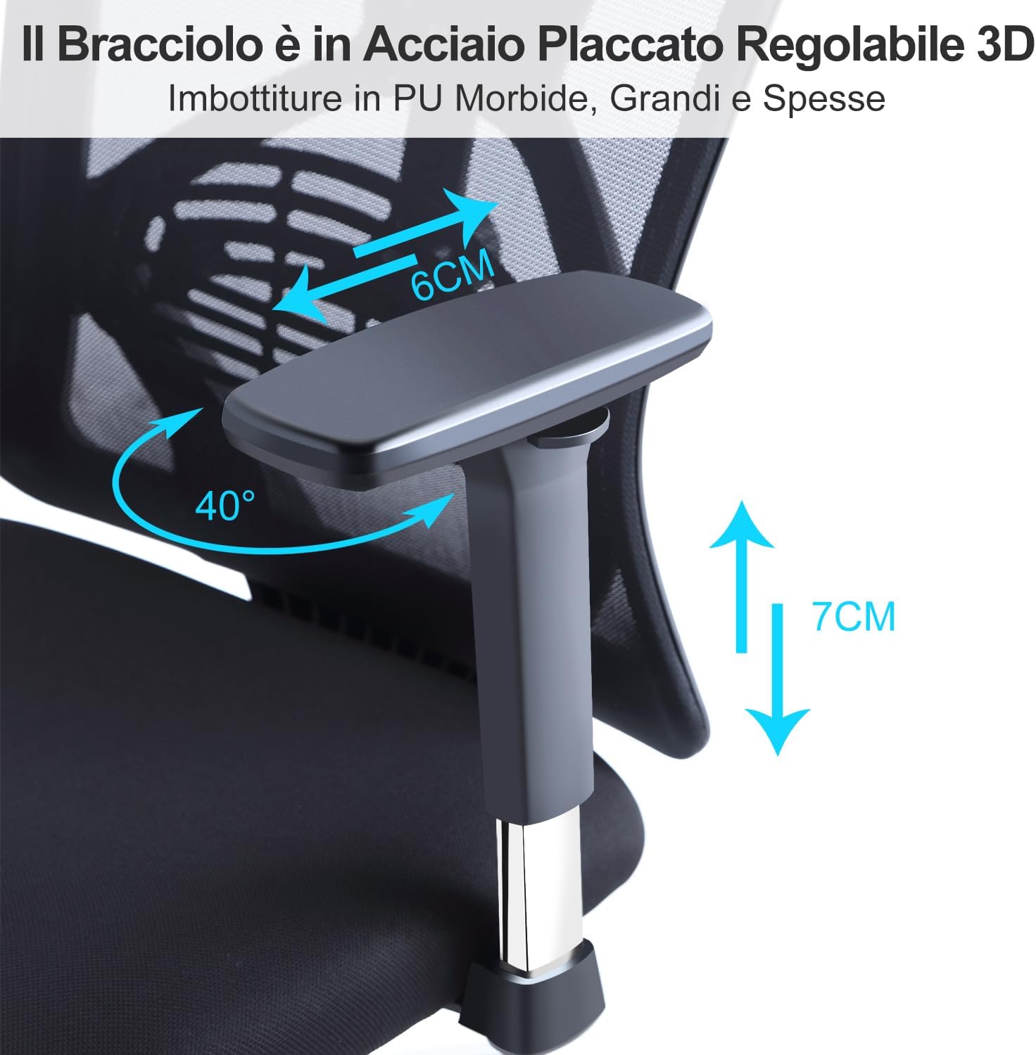 Ticova Sedia Ufficio Ergonomica con Schienale Alto - immagine 6