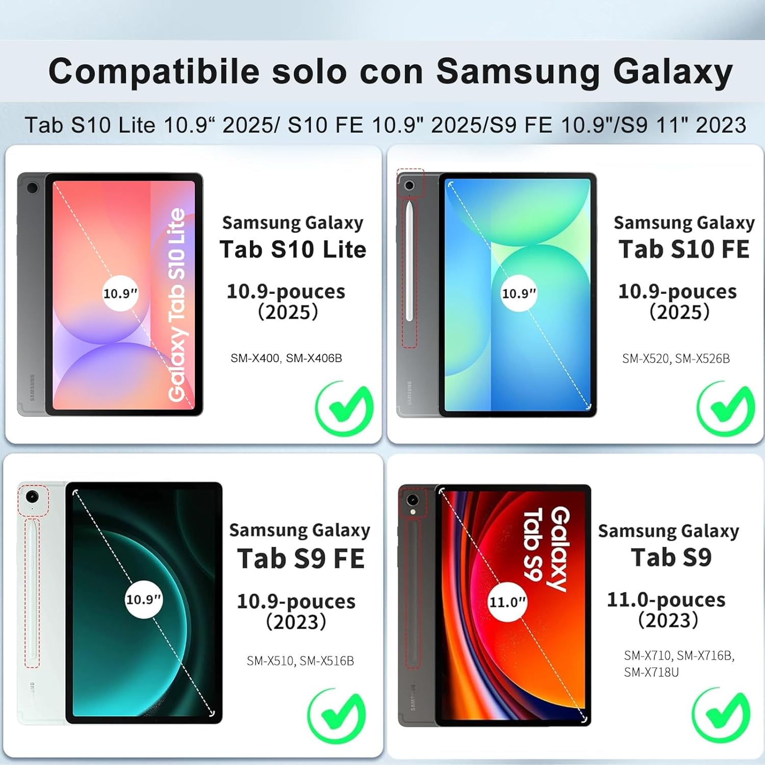 Iveoppe Cover Tastiera Samsung Galaxy Tab S10 Lite/S9 FE 10.9" - immagine 2