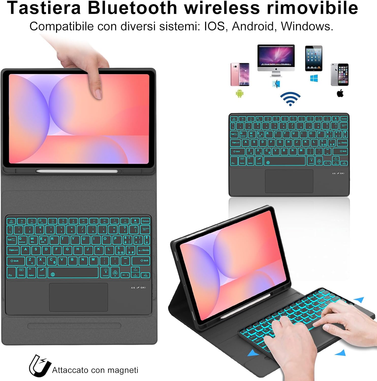 Iveoppe Cover Tastiera Samsung Galaxy Tab S10 Lite/S9 FE 10.9" - immagine 3