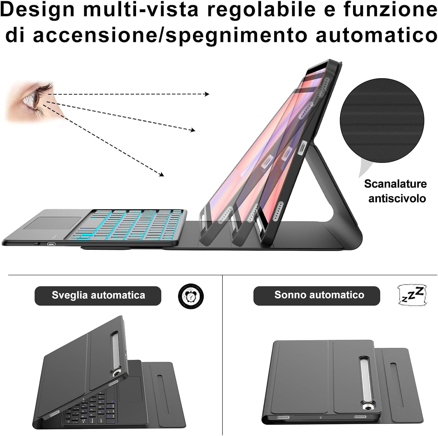 Iveoppe Cover Tastiera Samsung Galaxy Tab S10 Lite/S9 FE 10.9" - immagine 6