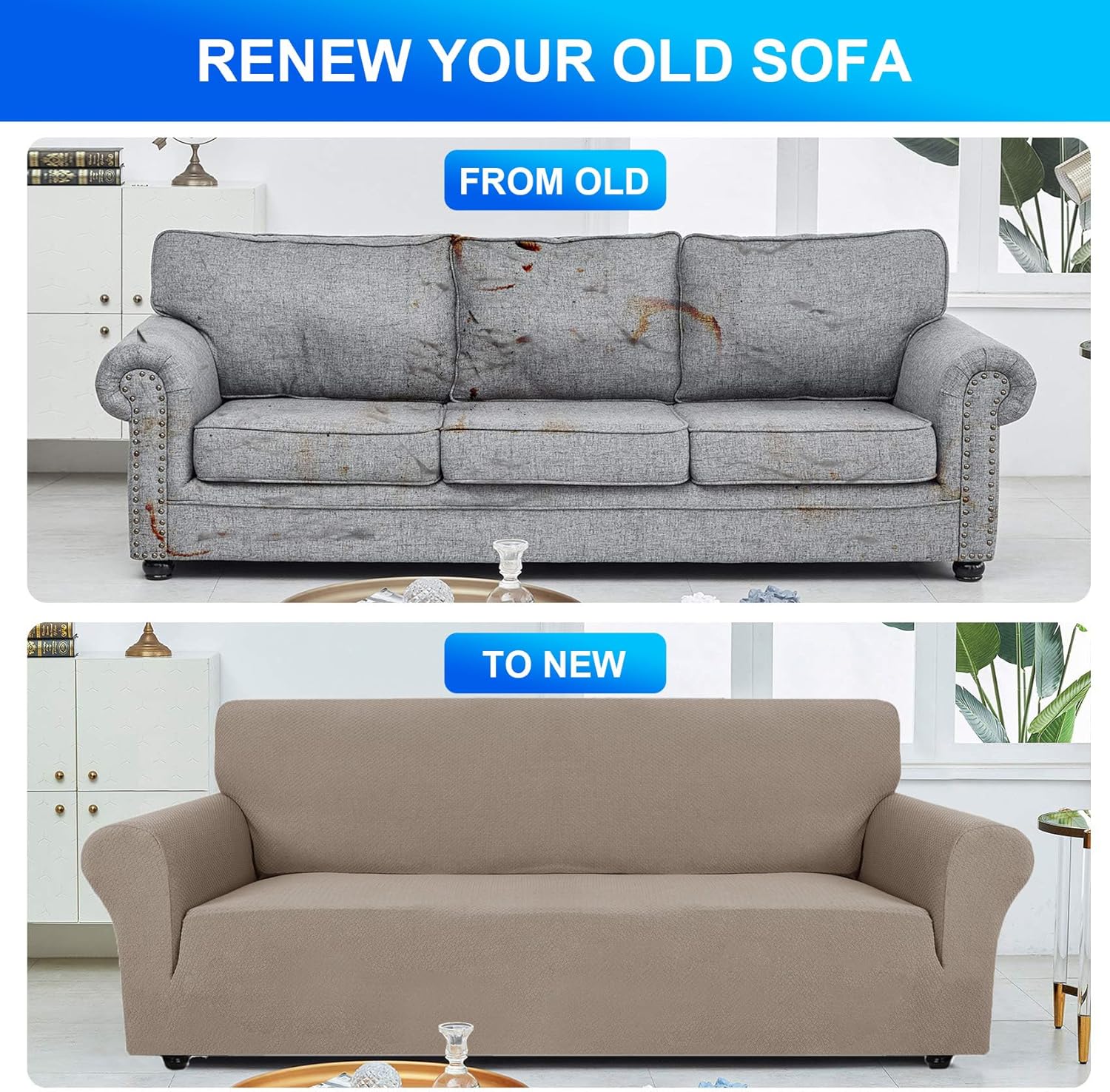 CYCMACO Copridivano 4 Posti Elasticizzato, Cachi - immagine 4