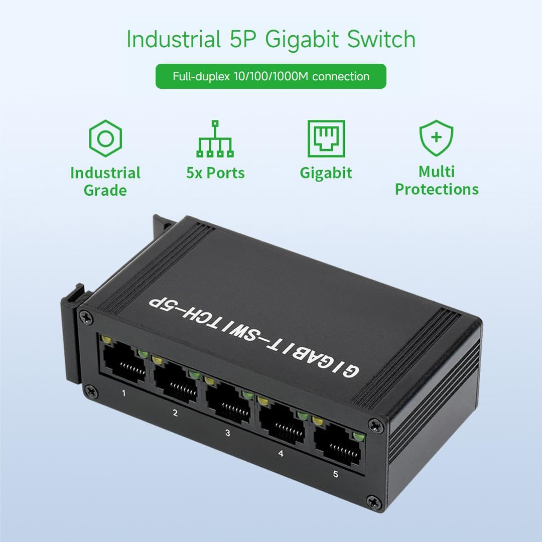 Waveshare Switch Ethernet Industriale 5 Porte Gigabit - immagine 3