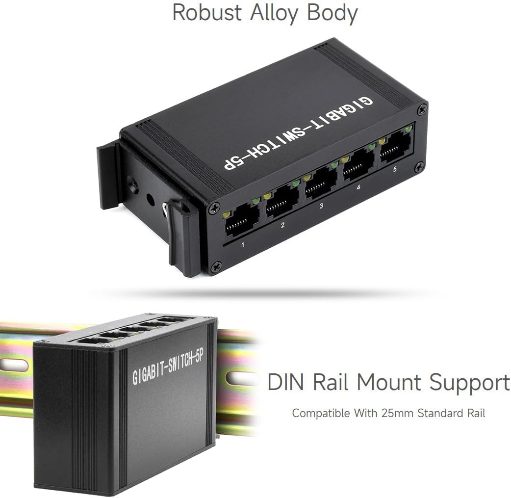 Waveshare Switch Ethernet Industriale 5 Porte Gigabit - immagine 5