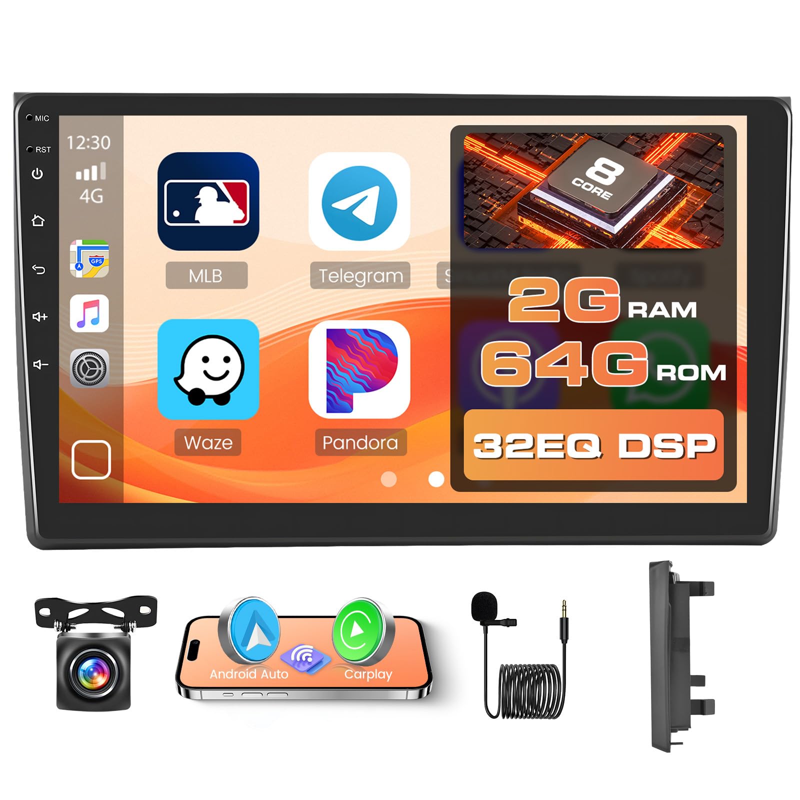 Hikity Autoradio Android 15 9" per Audi A4 (B6/B7)