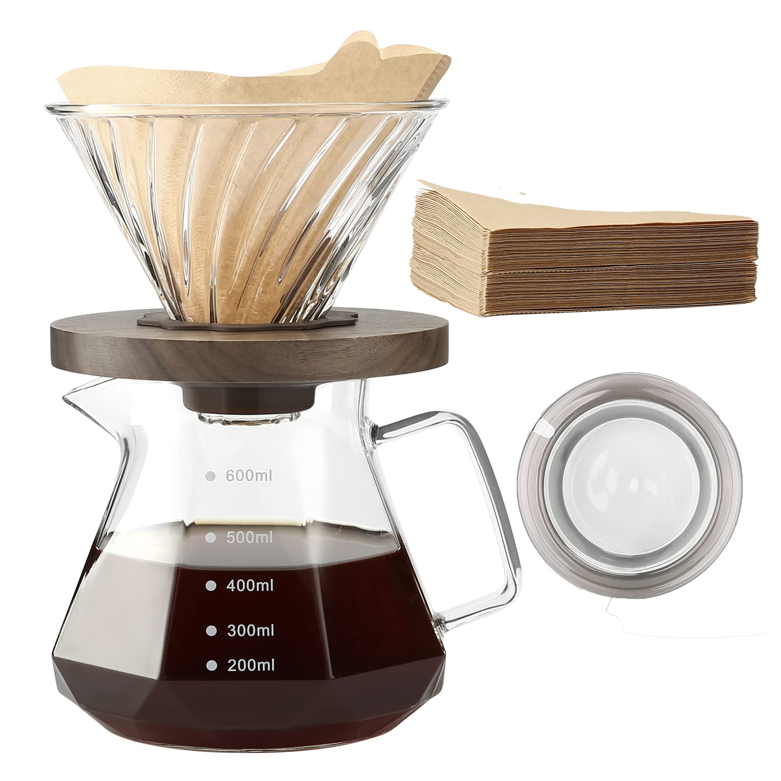 Lalord Caffettiera Pour Over Vetro Borosilicato 600ml