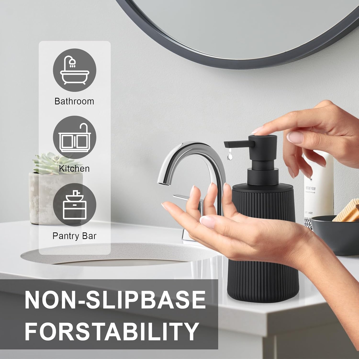 Dispenser Sapone Bagno Nero 8.5 OZ - immagine 4