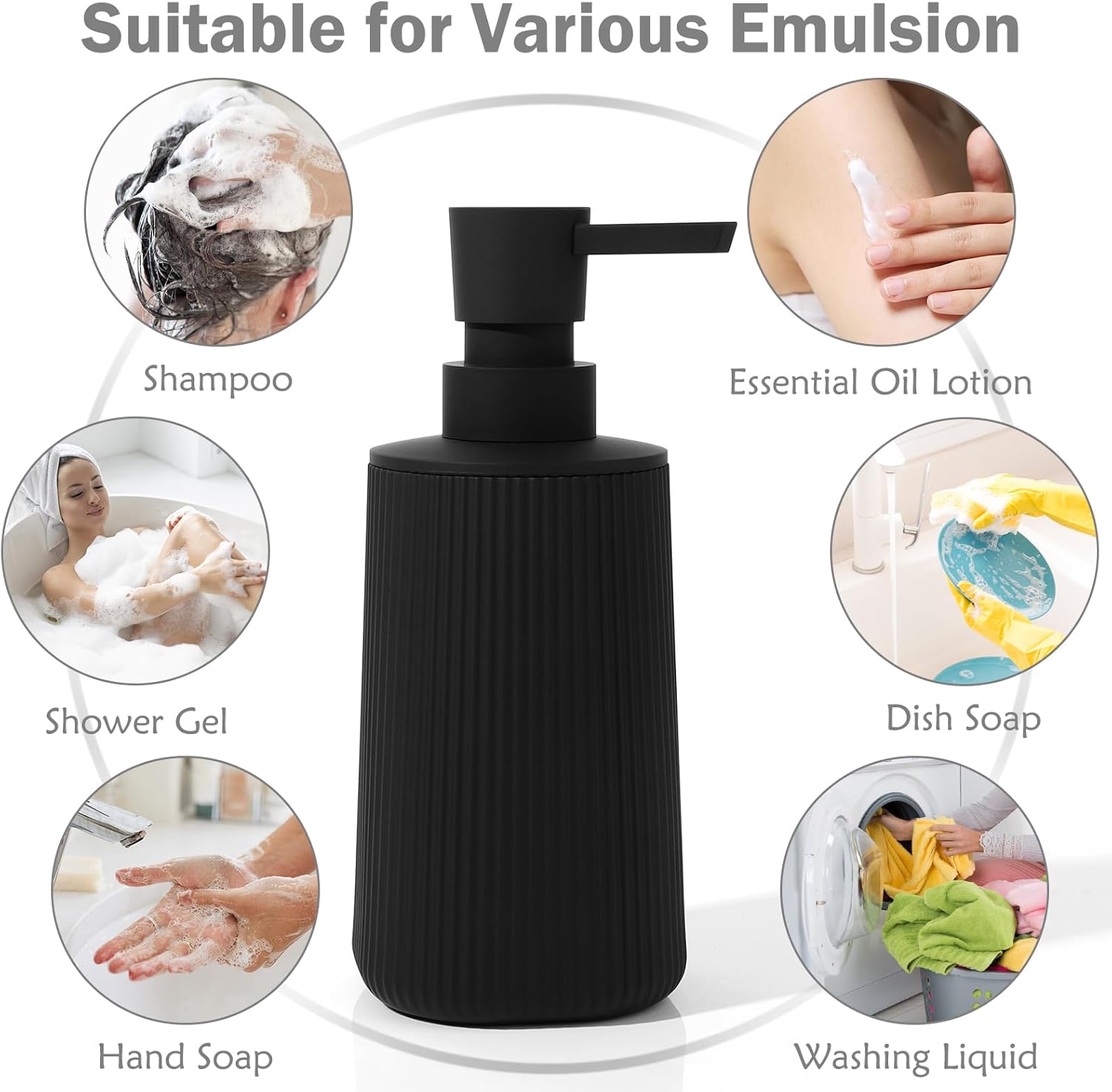 Dispenser Sapone Bagno Nero 8.5 OZ - immagine 6