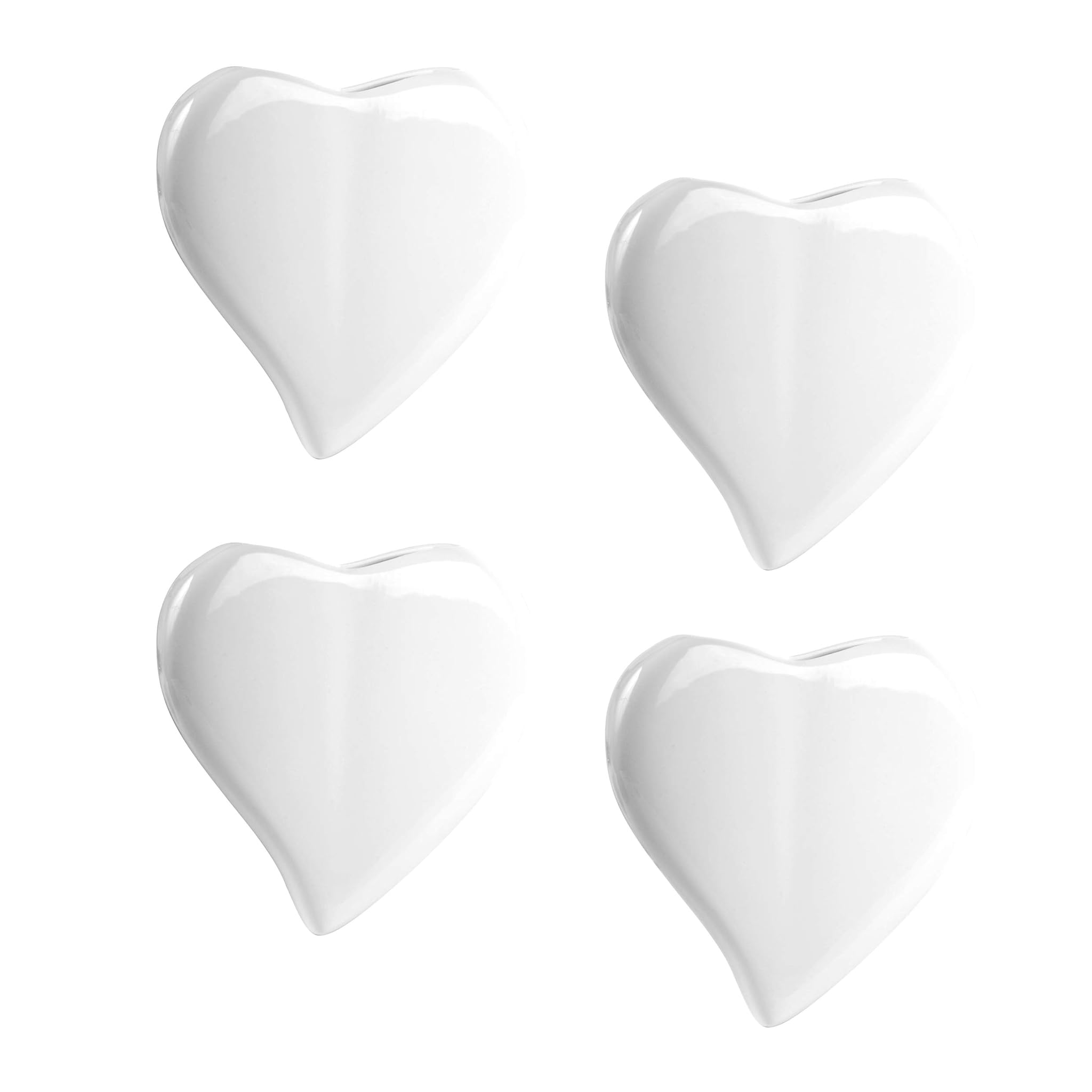 Set 4 Deumidificatori a Cuore in Ceramica Bianca