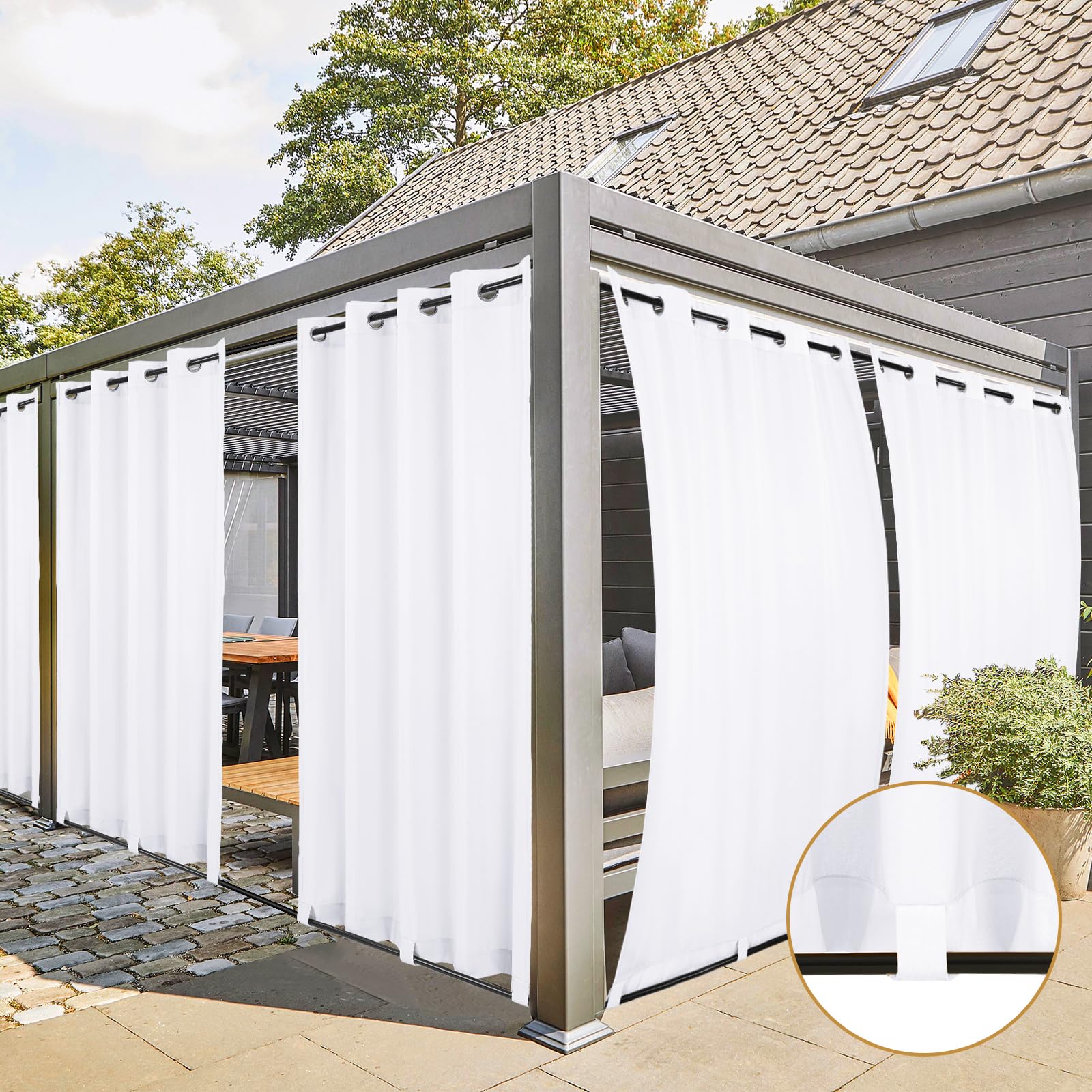 Teruntrue Tenda da Esterno 2 Pannelli (H213 x L254 cm, Bianco)