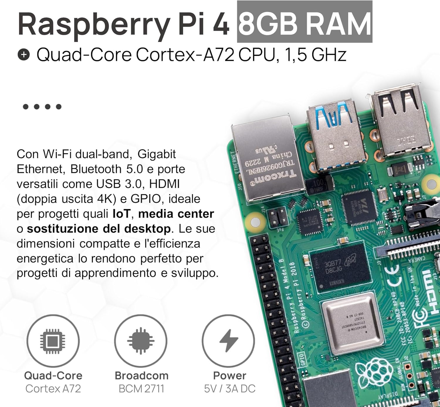 Raspberry Pi 4 8GB Starter Kit Black 64GB Edition - immagine 5