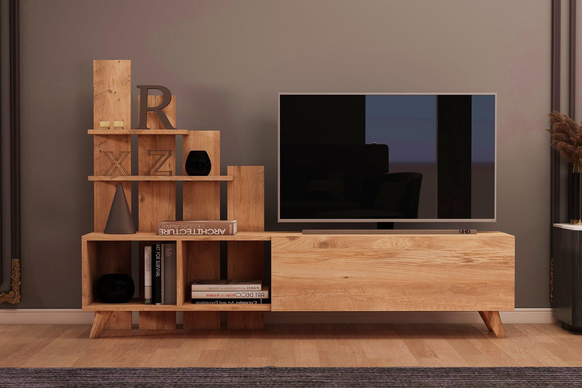 Hanah Home Supporto per TV, melammina, Pino Atlantic, Taglia Unica