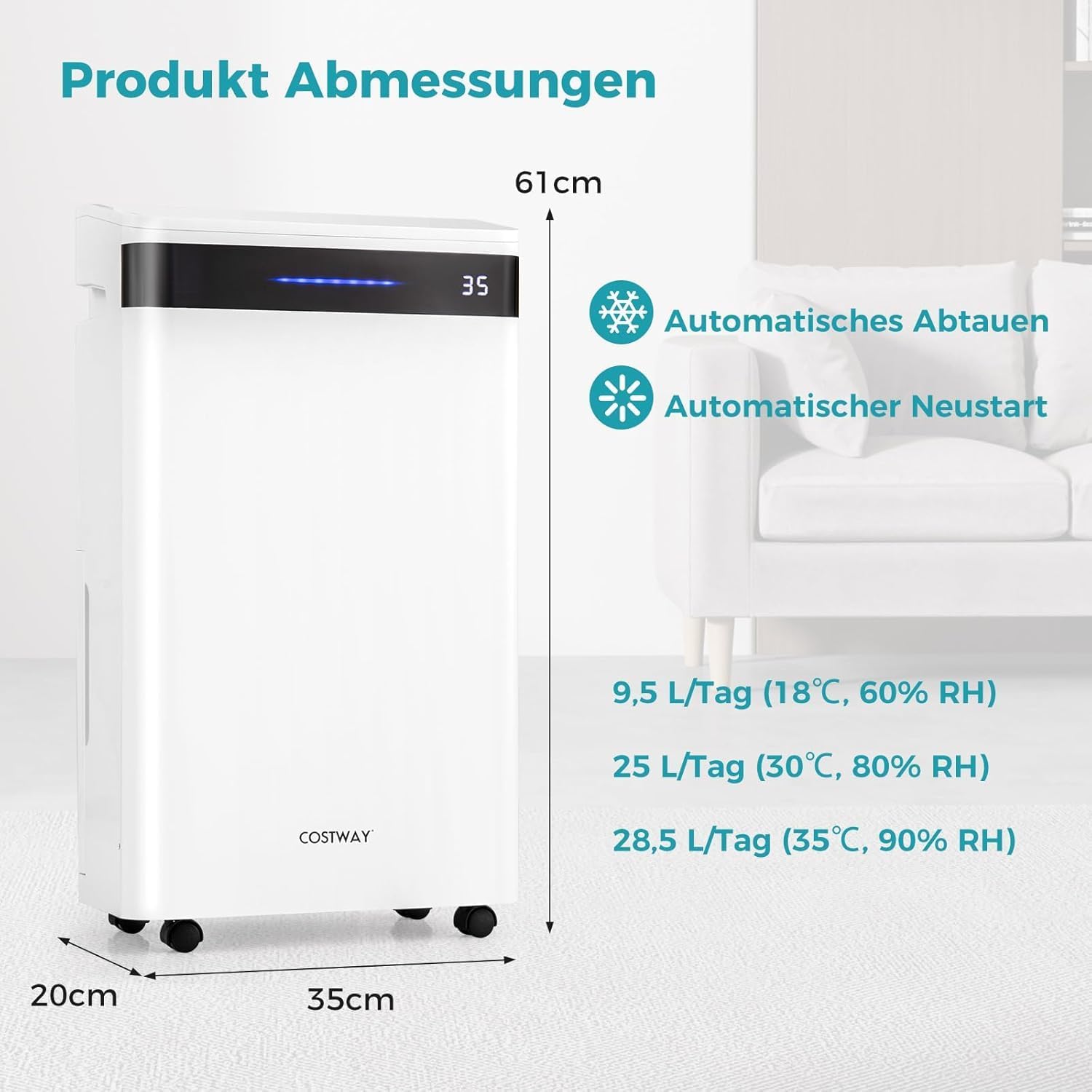 Fantask Deumidificatore 28,5 l/24h per 35 m² - immagine 5