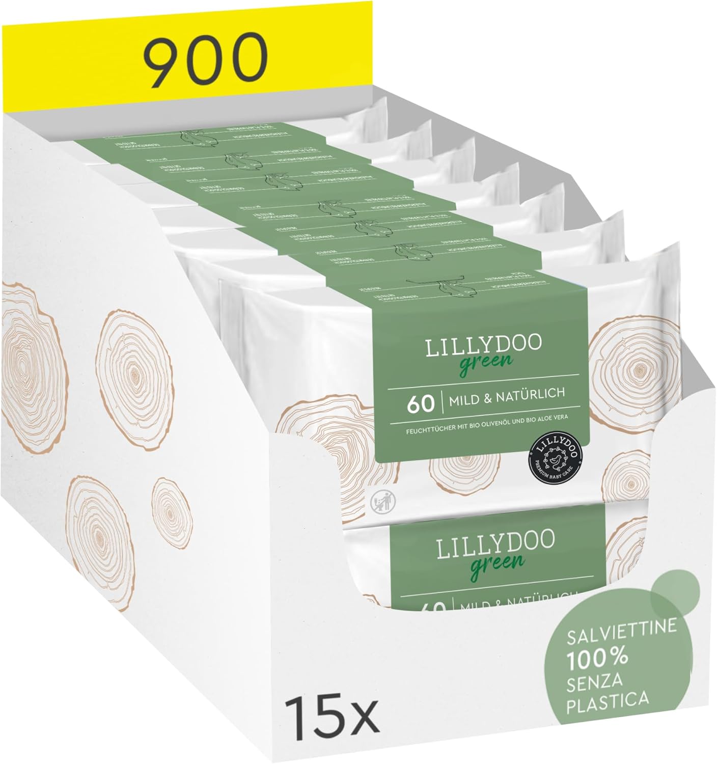 Lillydoo green Salviettine Naturali 15x60 pezzi - immagine 1