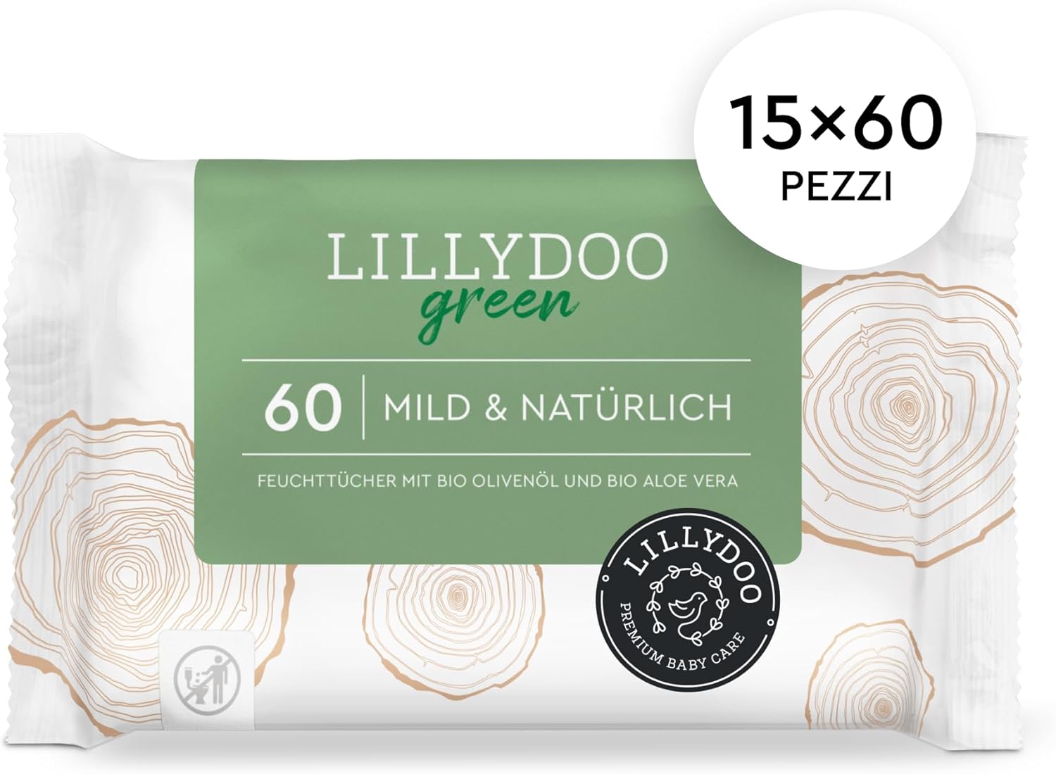 Lillydoo green Salviettine Naturali 15x60 pezzi - immagine 2