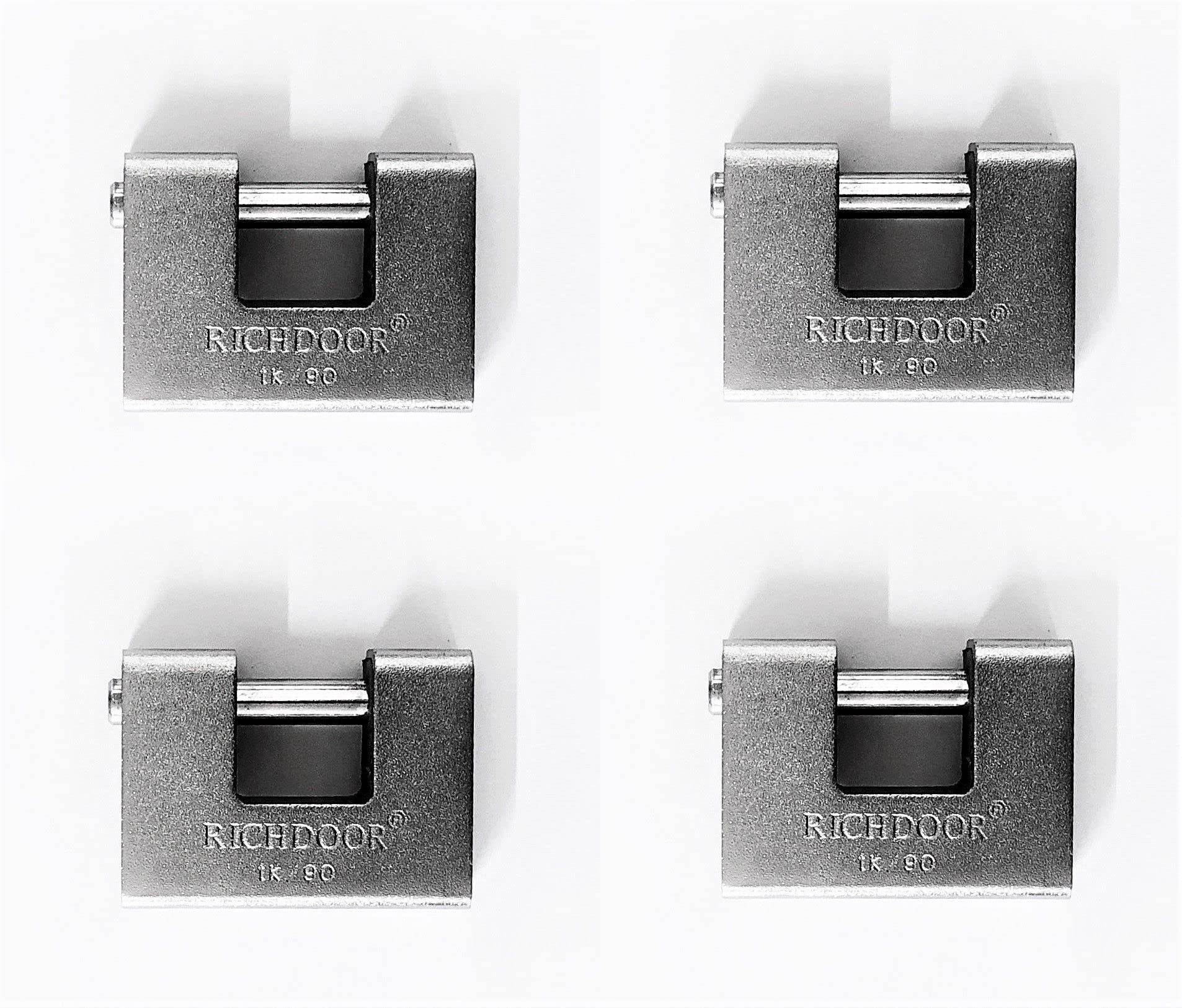 4 x Lucchetto in Acciaio Antiruggine Durevole e Antiscasso con 3 Chiavi Incluse