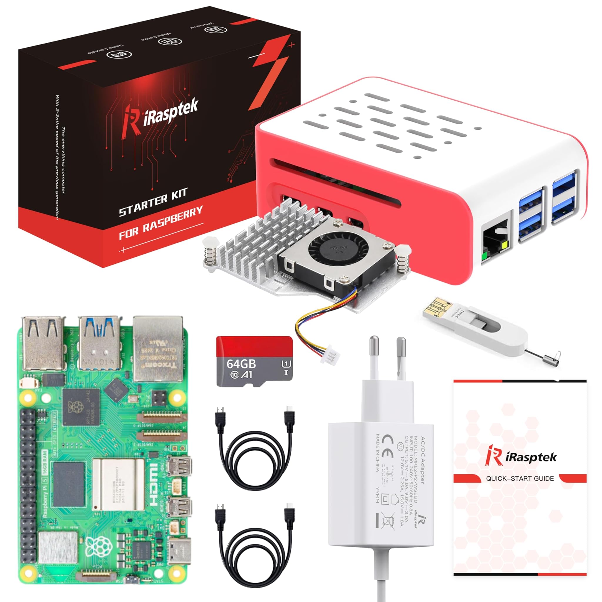 Irasptek Raspberry Pi 5 16GB RAM Starter Kit