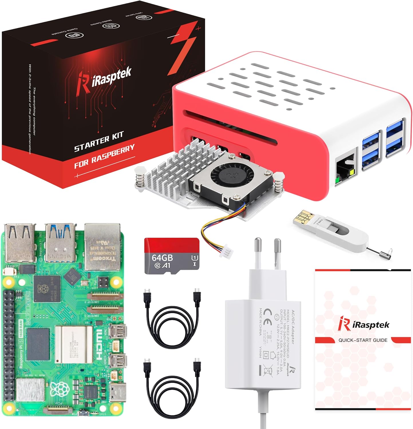 Irasptek Raspberry Pi 5 16GB RAM Starter Kit - immagine 1