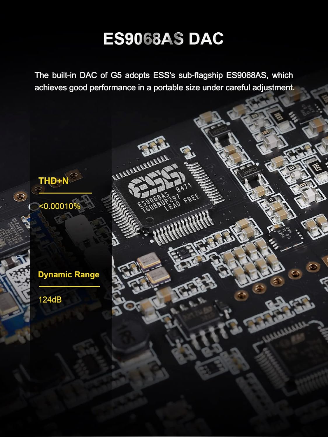 Topping G5 - Amplificatore e DAC Portatile Hi-Res, Argento - immagine 7