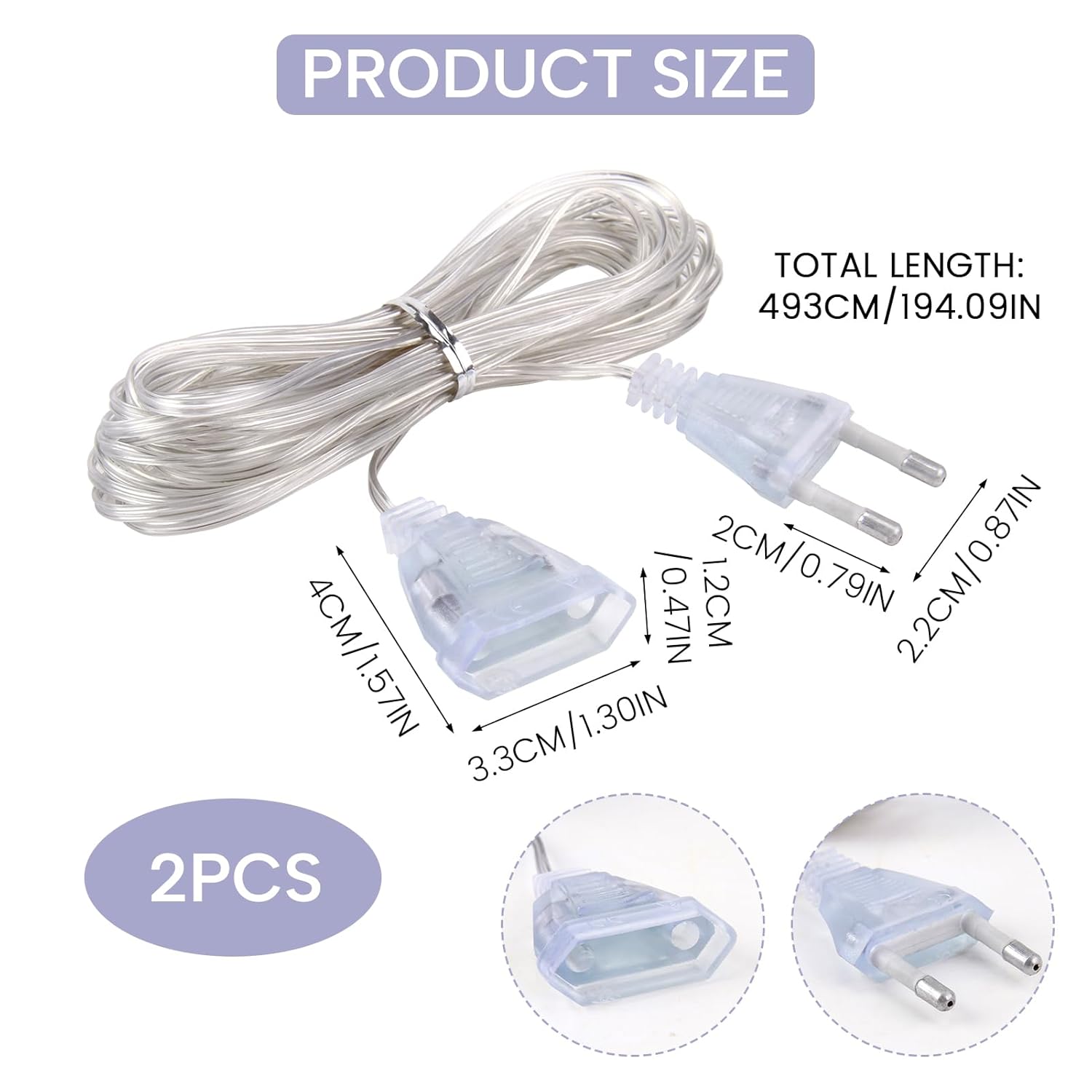 Set 2 Cavi Prolunga Trasparenti 5m con Stecker - immagine 2