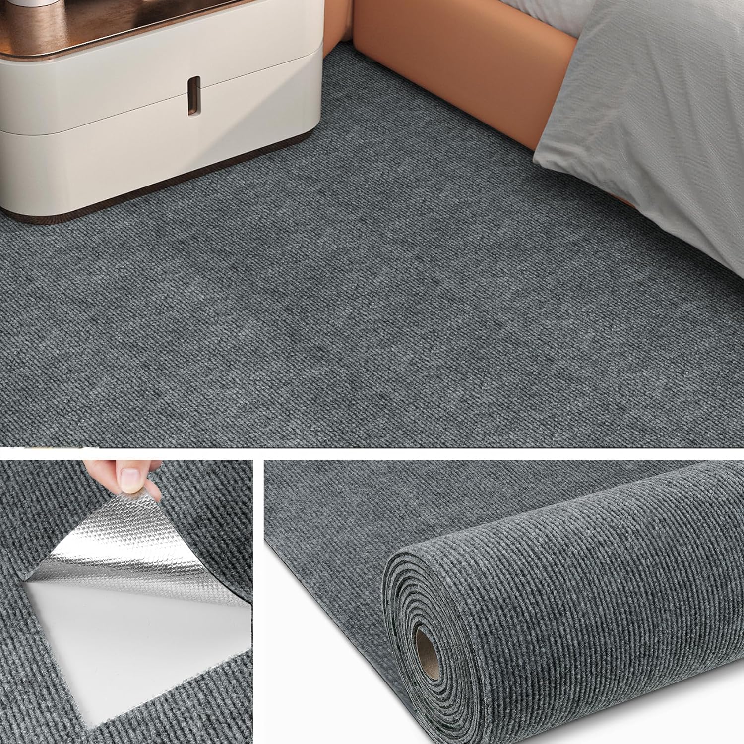 Livelynine Moquette Adesiva Nera Antiscivolo 60CMx400CM - immagine 1