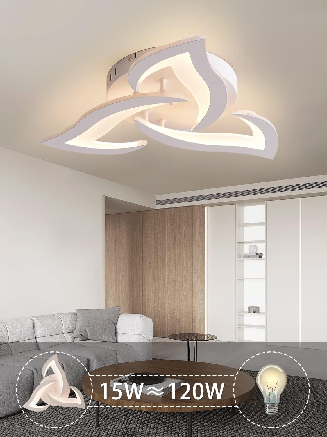 Plafoniera LED Soffitto Moderna 56CM a Petalo 15W - immagine 2