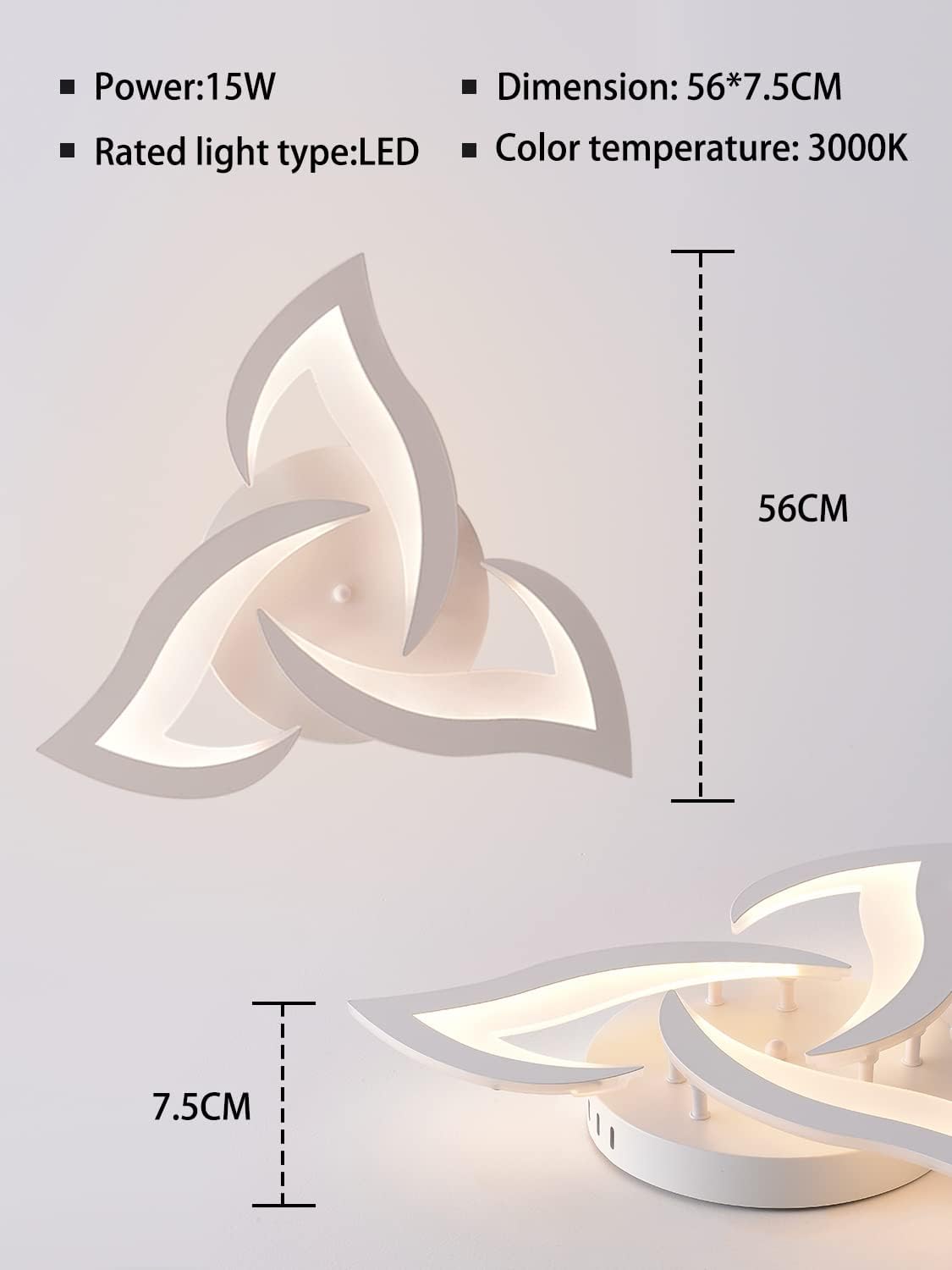 Plafoniera LED Soffitto Moderna 56CM a Petalo 15W - immagine 5