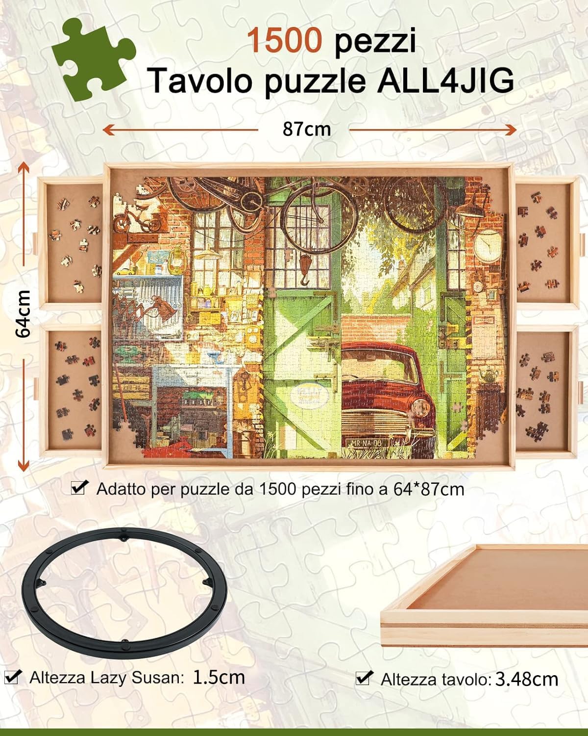 Truwheelz Puzzle Rotante 1500 Pezzi con Cassetto - immagine 3