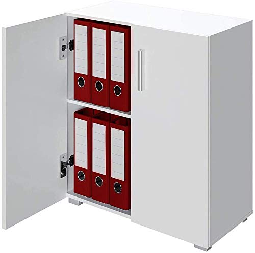 Bakaji Mobile Madia con Doppia Anta e 2 Ripiani, Bianco