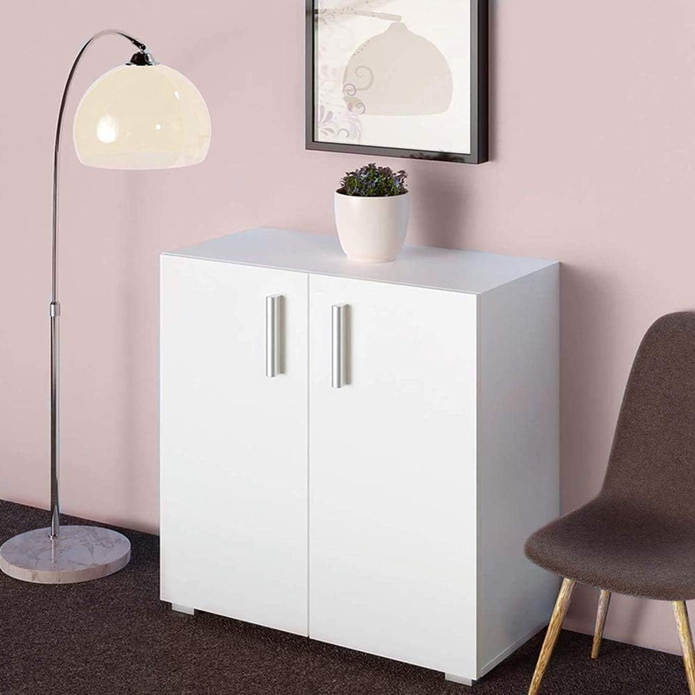 Bakaji Mobile Madia con Doppia Anta e 2 Ripiani, Bianco - immagine 1