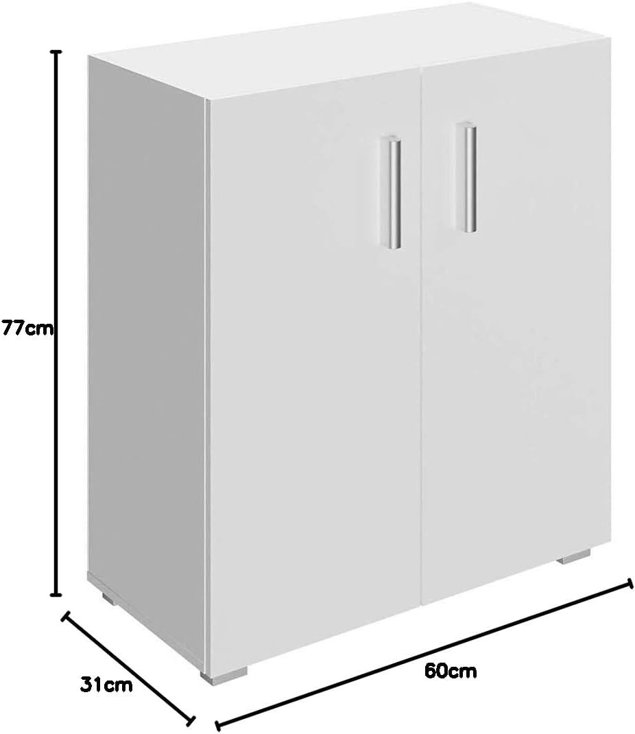 Bakaji Mobile Madia con Doppia Anta e 2 Ripiani, Bianco - immagine 2
