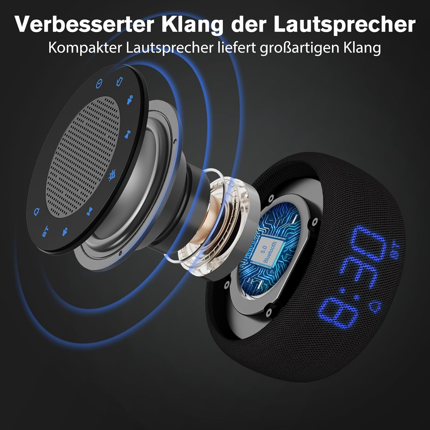 Radiosveglia con Bluetooth e Luce Notturna Colorata - immagine 3