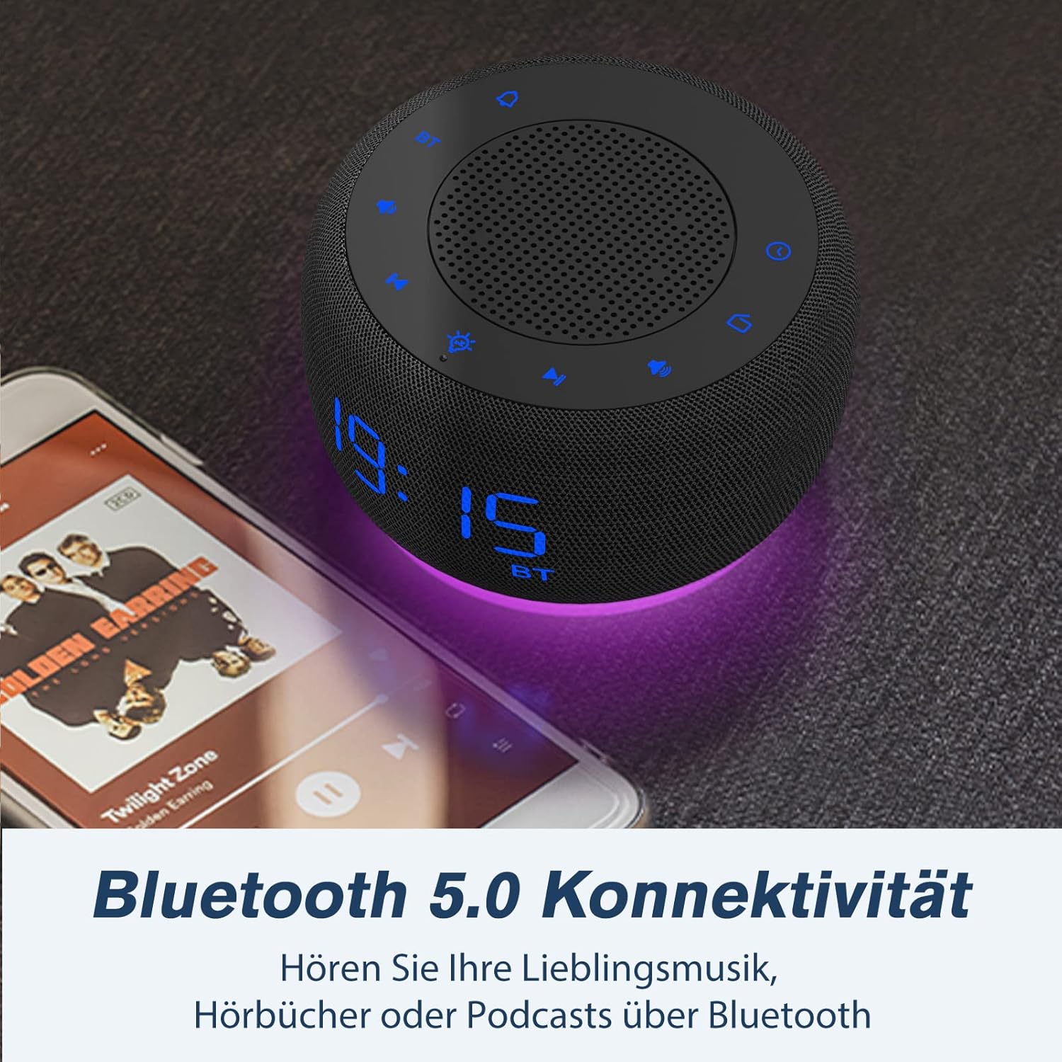 Radiosveglia con Bluetooth e Luce Notturna Colorata - immagine 5