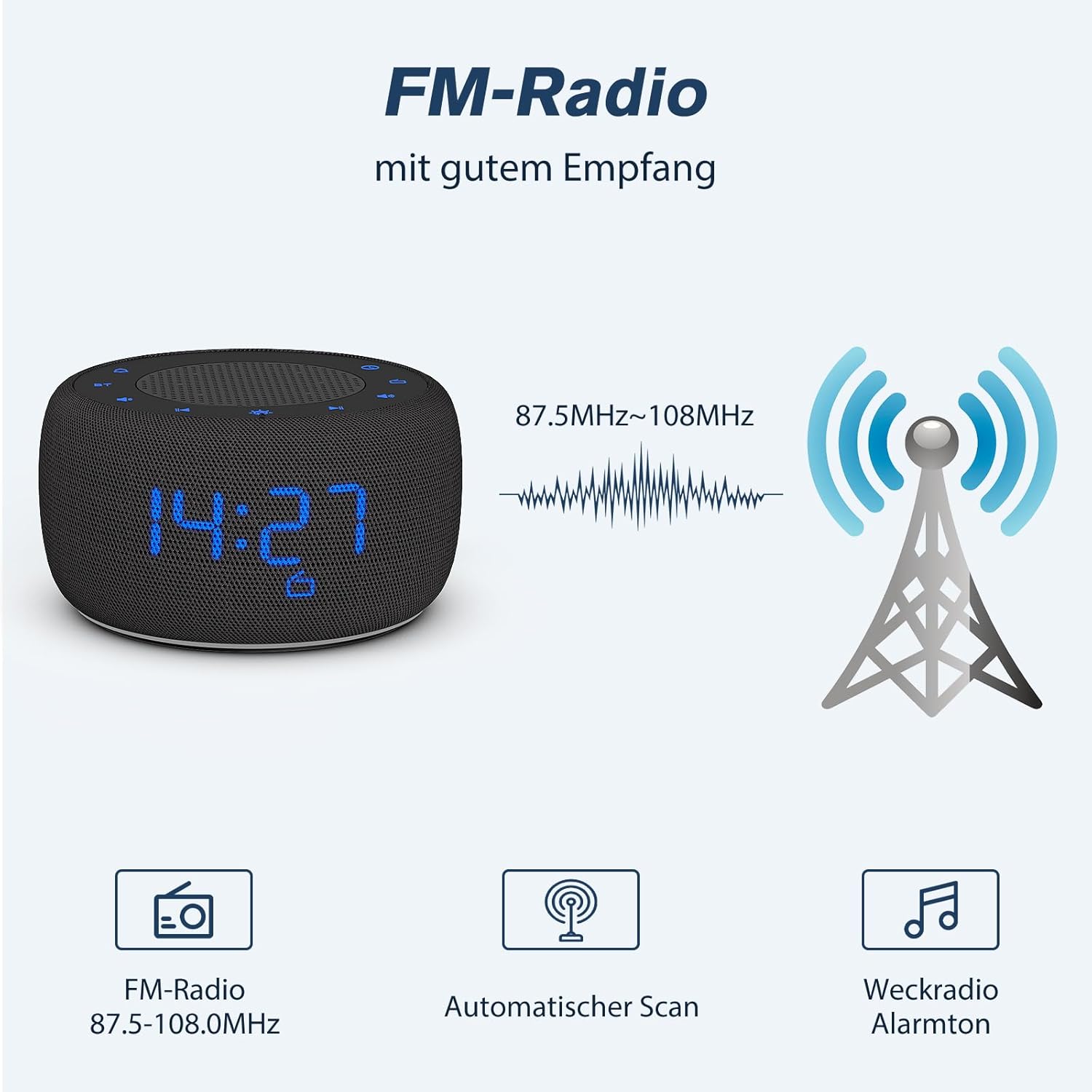 Radiosveglia con Bluetooth e Luce Notturna Colorata - immagine 6