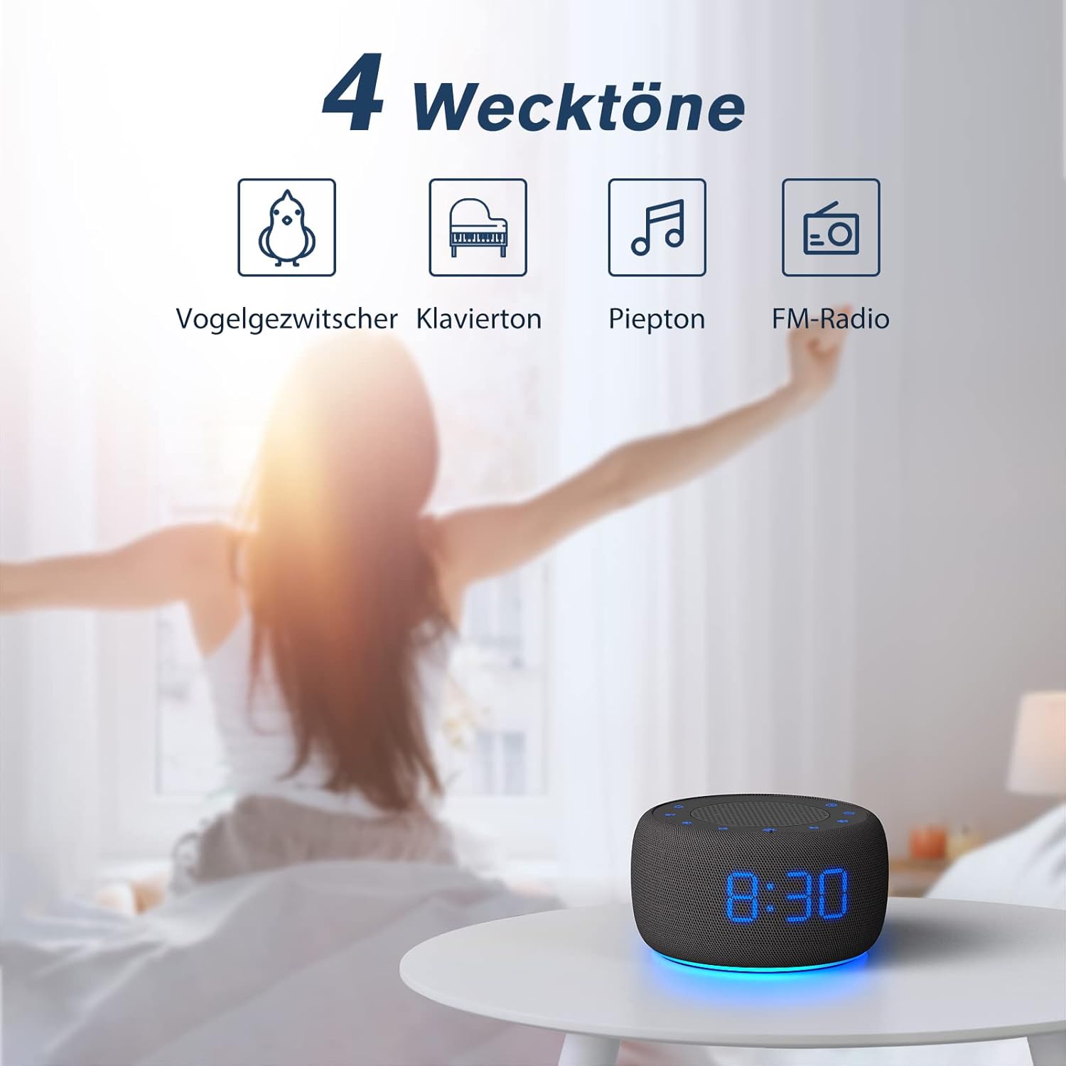 Radiosveglia con Bluetooth e Luce Notturna Colorata - immagine 7