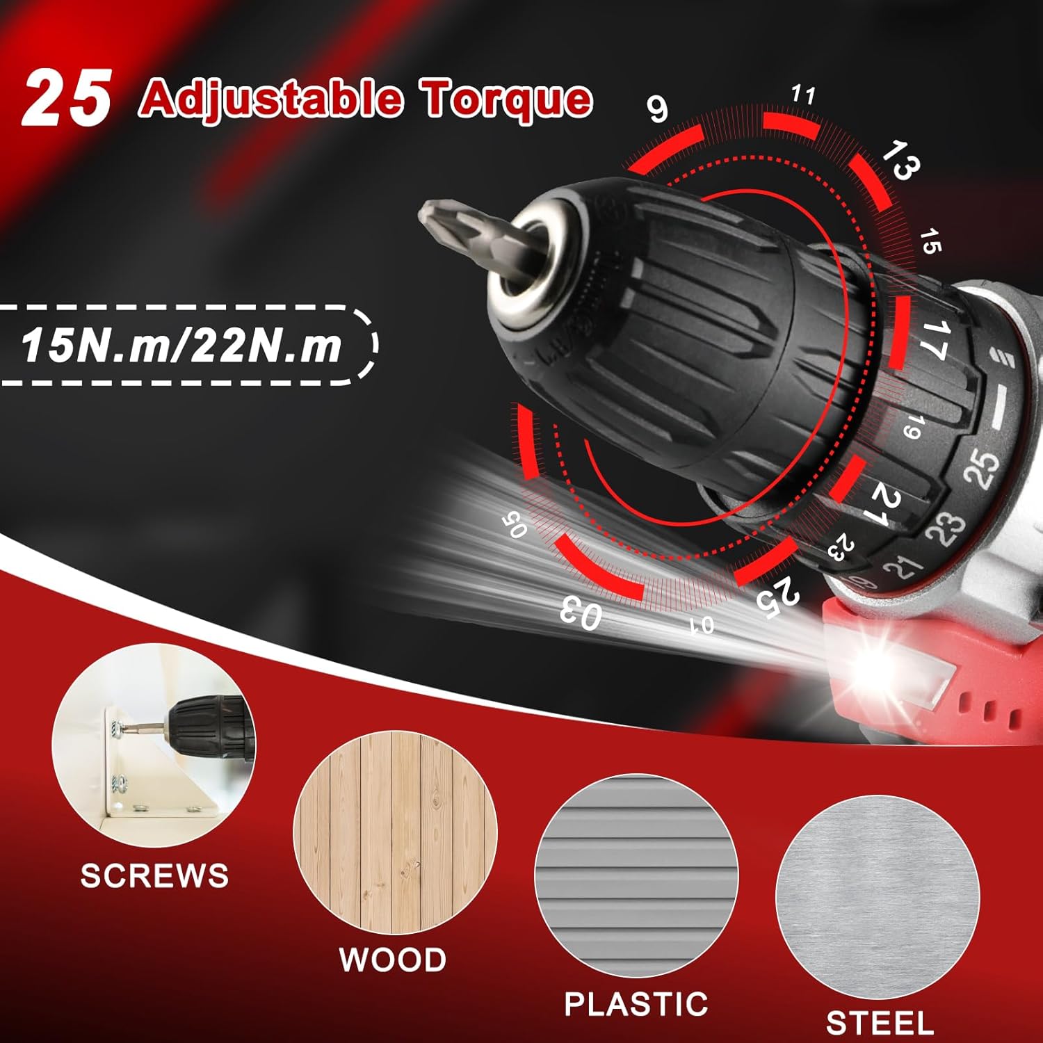 Cassetta Attrezzi Completa 138 pezzi con Trapano 12V, Rosso - immagine 4