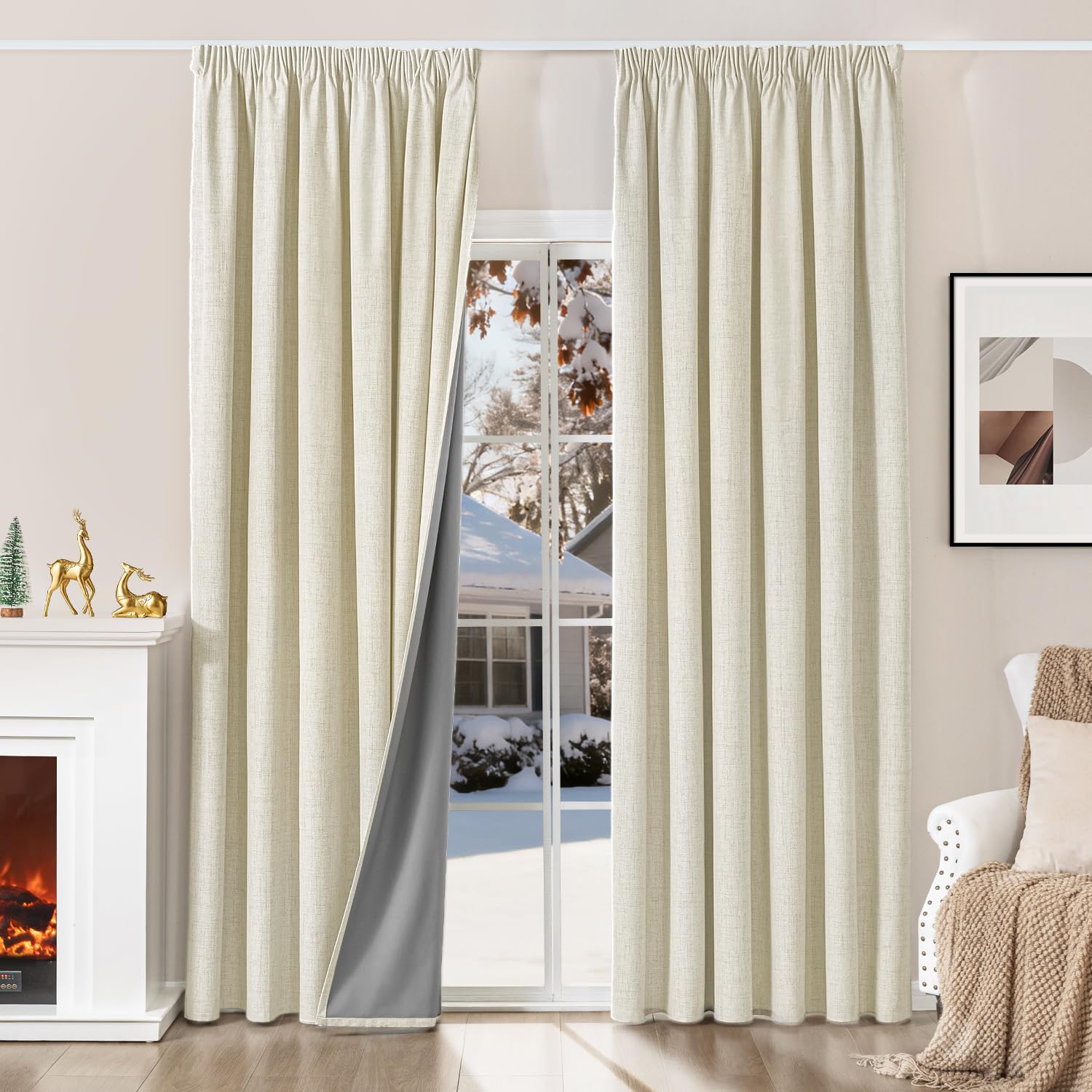 Tenda Oscurante Termica Isolante 2x 200x245cm, Beige