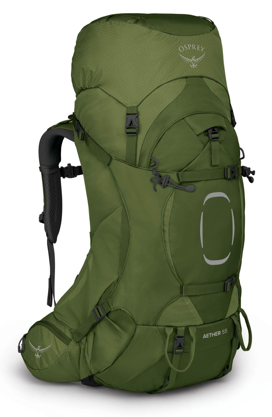 Osprey Aether 55 Zaino da Backpacking per Uomo, Garlic Mustard Green - S/M
