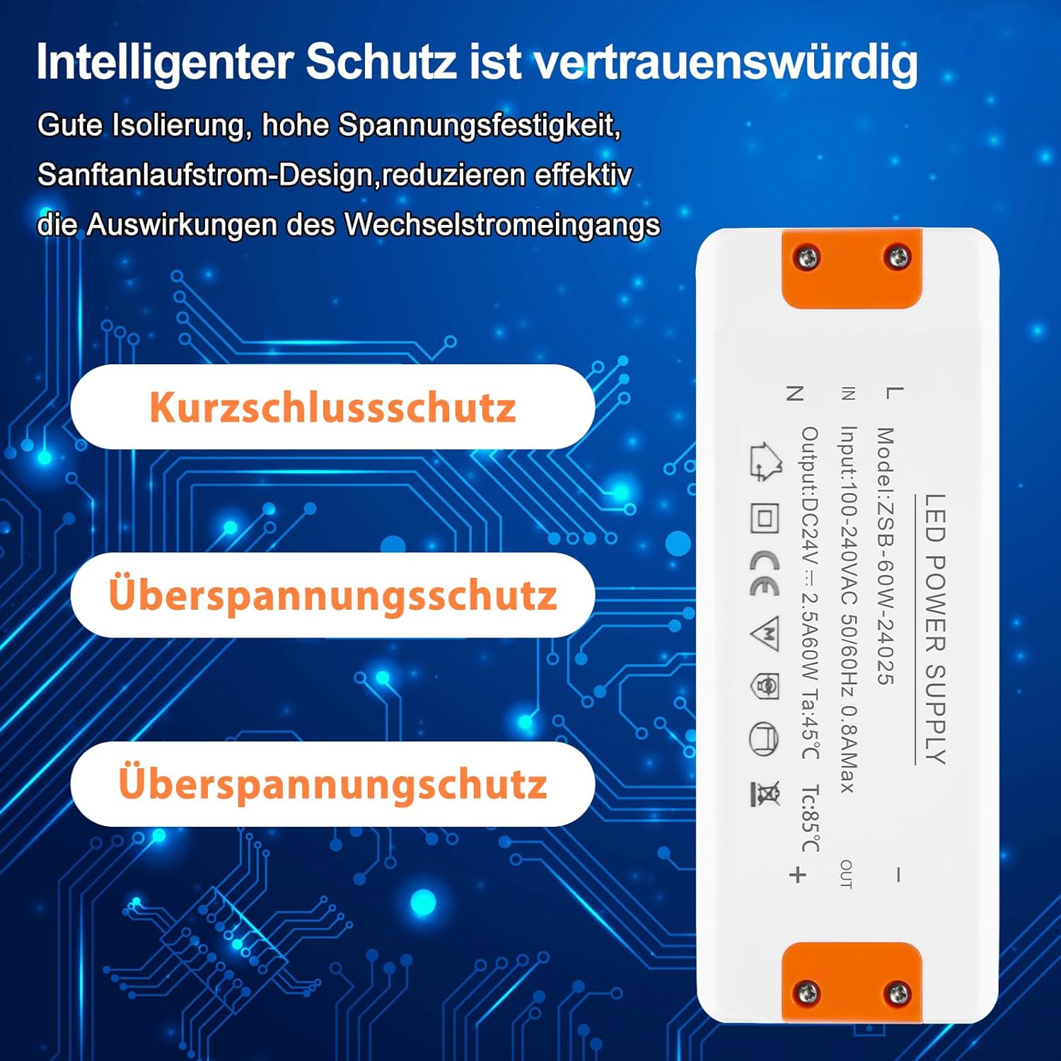 Alimentatore 24V 2.5A 60W Trasformatore LED - immagine 6