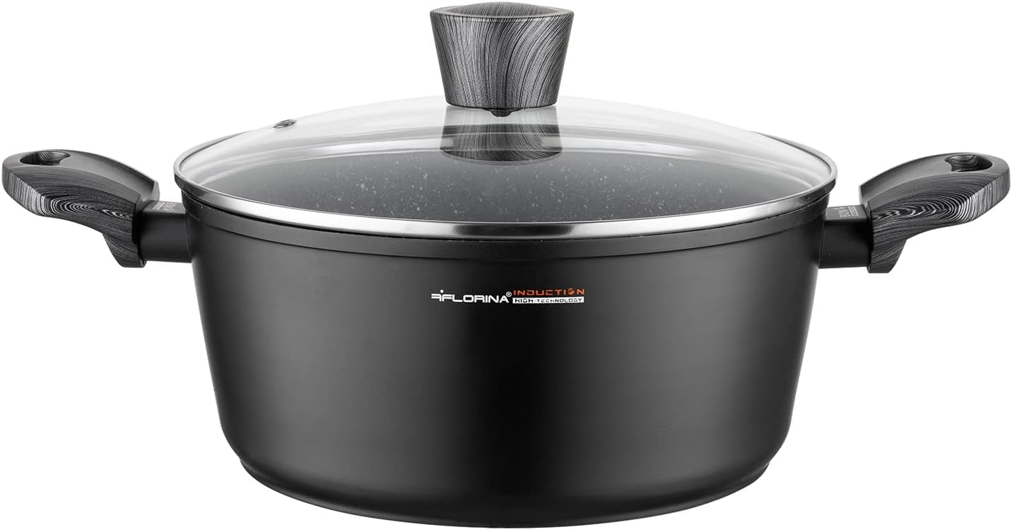 Florina Pentola Antiaderente con Coperchio 4L, 24 cm