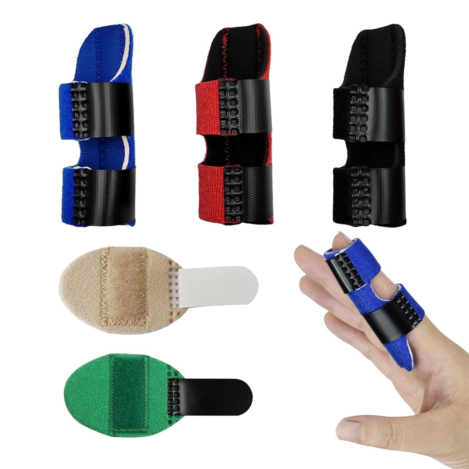 5 Pezzi Stecche per Dita Mano, Finger Splint Pollice, Dito a Scatto, Supporto di Protezione per Pollice Indice Medio Anulare Mignolo,Tutore Dito per Allevia il Dolore, lesioni sportive - immagine 1
