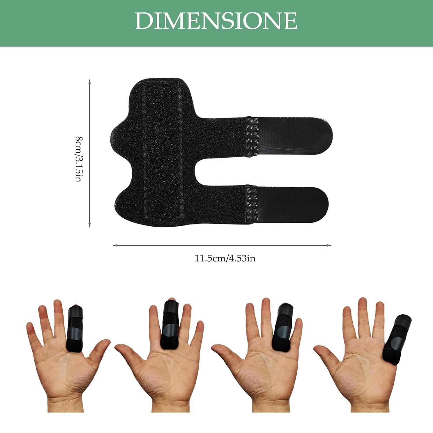 5 Pezzi Stecche per Dita Mano, Finger Splint Pollice, Dito a Scatto, Supporto di Protezione per Pollice Indice Medio Anulare Mignolo,Tutore Dito per Allevia il Dolore, lesioni sportive - immagine 2