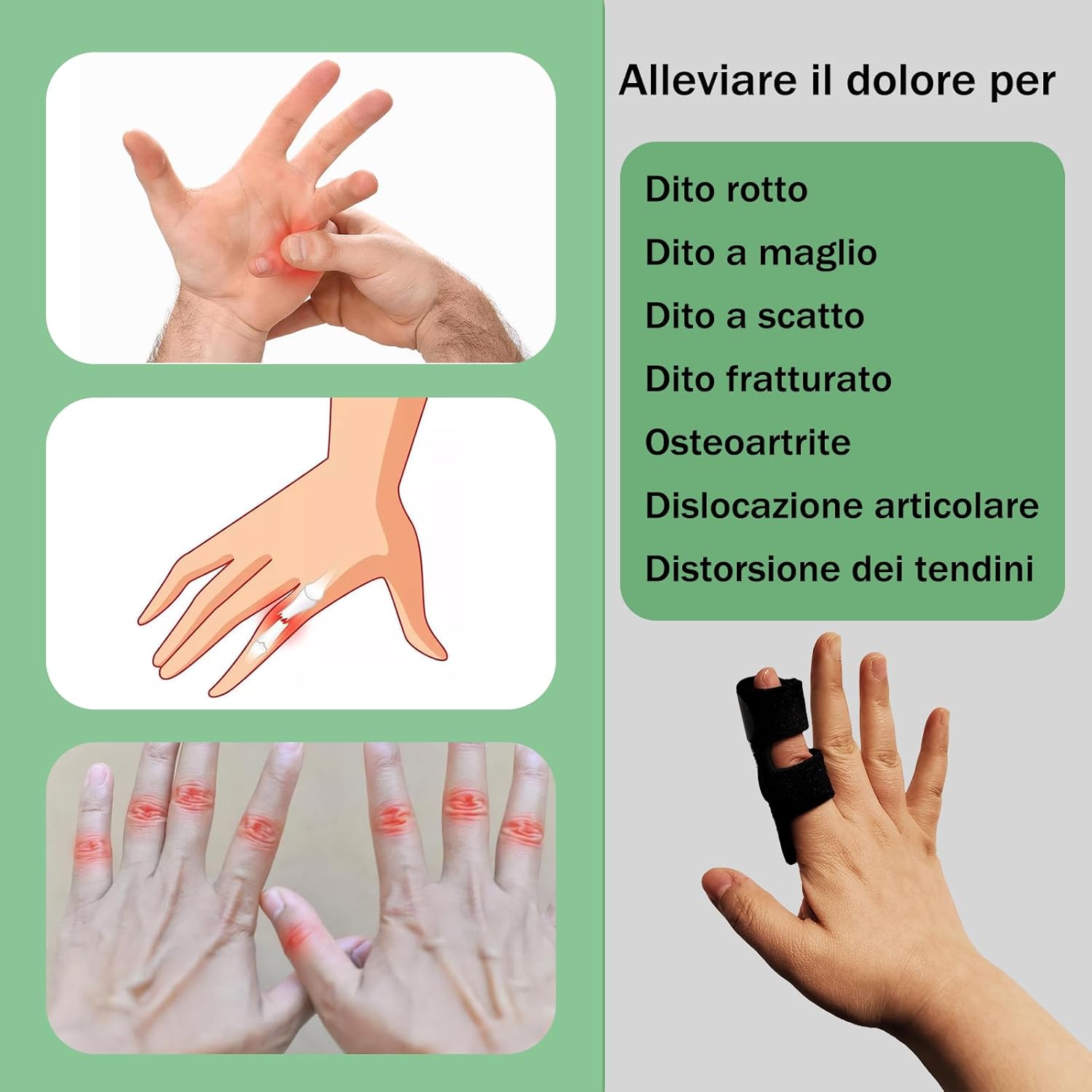 5 Pezzi Stecche per Dita Mano, Finger Splint Pollice, Dito a Scatto, Supporto di Protezione per Pollice Indice Medio Anulare Mignolo,Tutore Dito per Allevia il Dolore, lesioni sportive - immagine 5