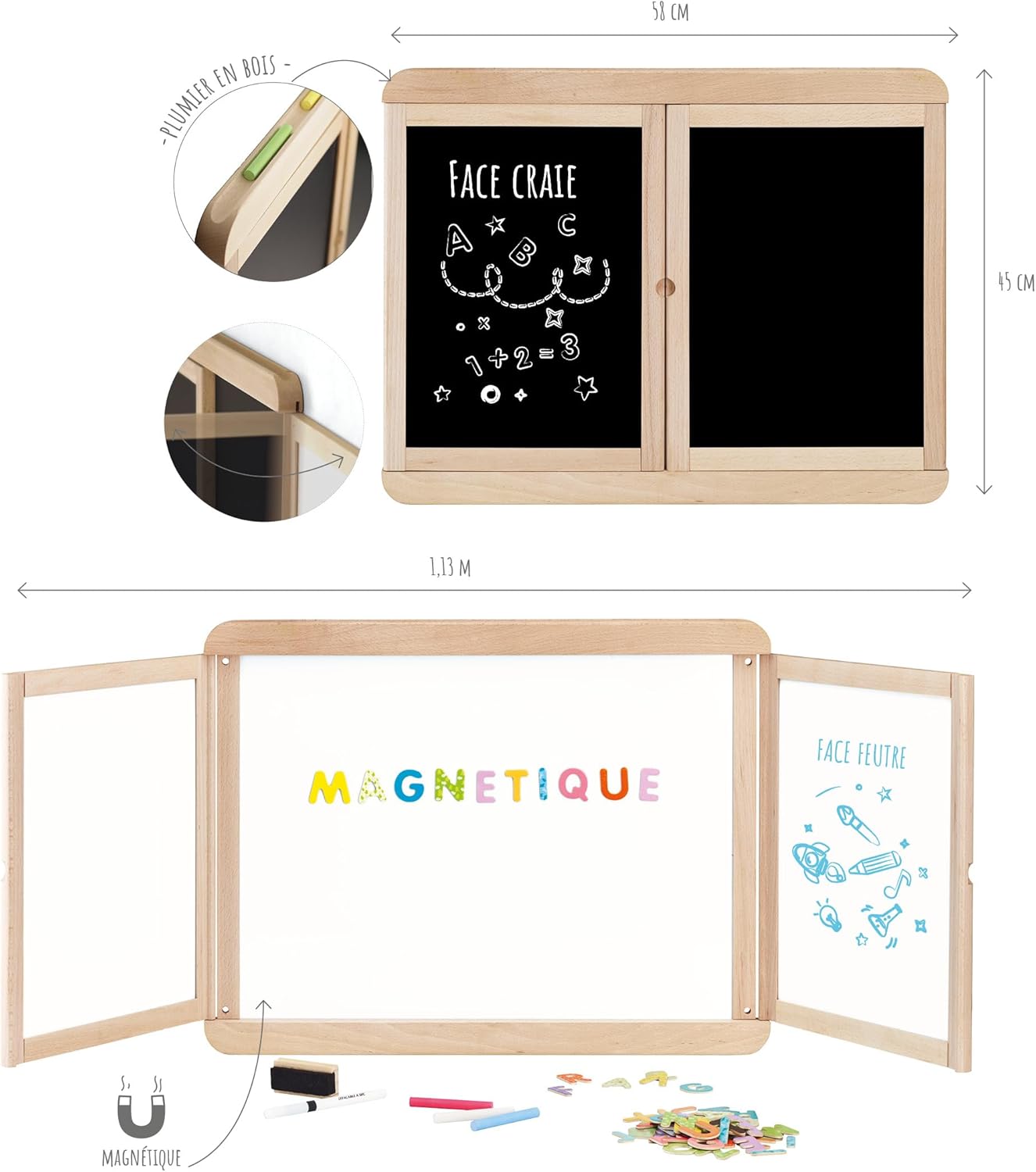 Tableau Mural Triptyque Magnétique Jeujura - immagine 2