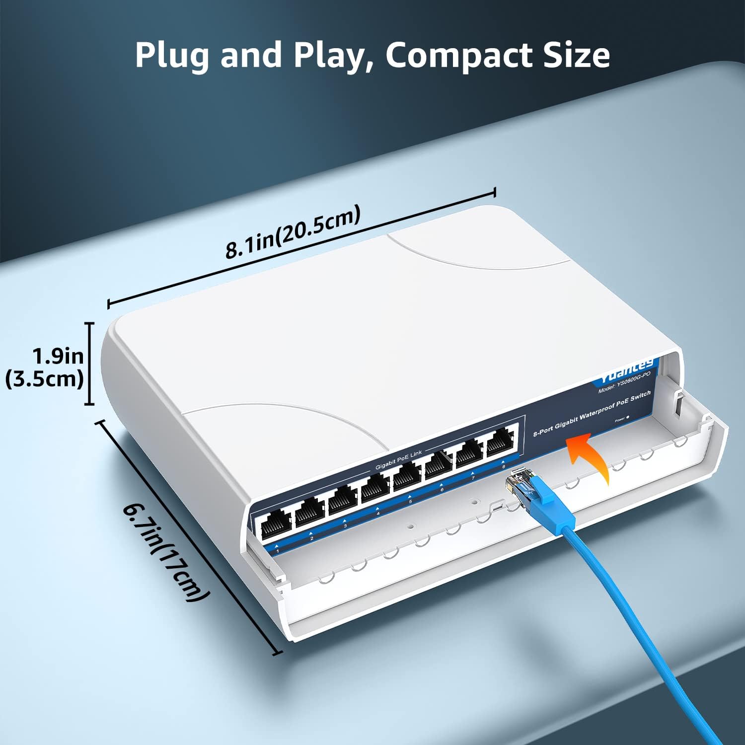Yuanley Switch PoE 8 Porte Gigabit Ethernet Esterno - immagine 6