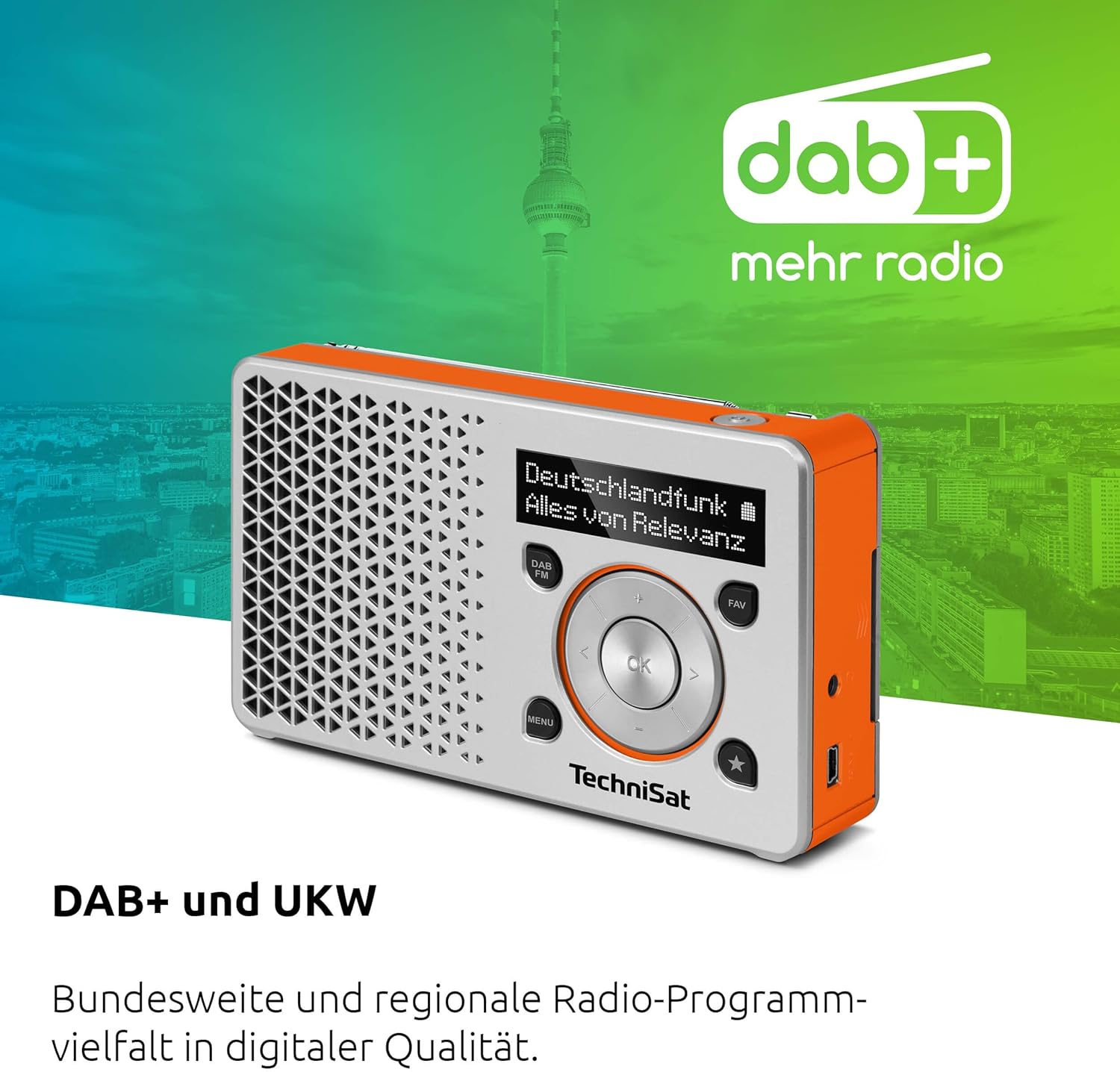 Technisat DIGITRADIO 1 - Radio DAB+ Portatile, Argento/Arancione - immagine 2